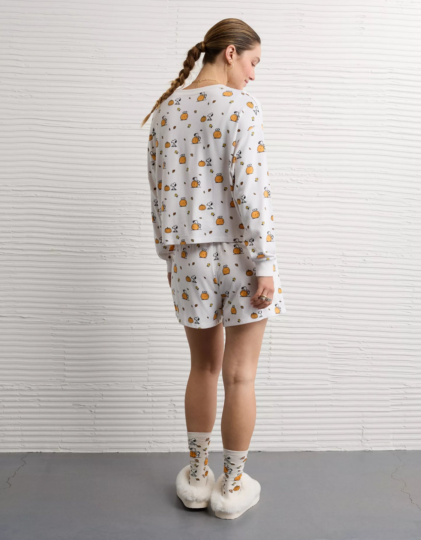 AE Luxe Plush Snoopy Halloween PJ Set - Cream