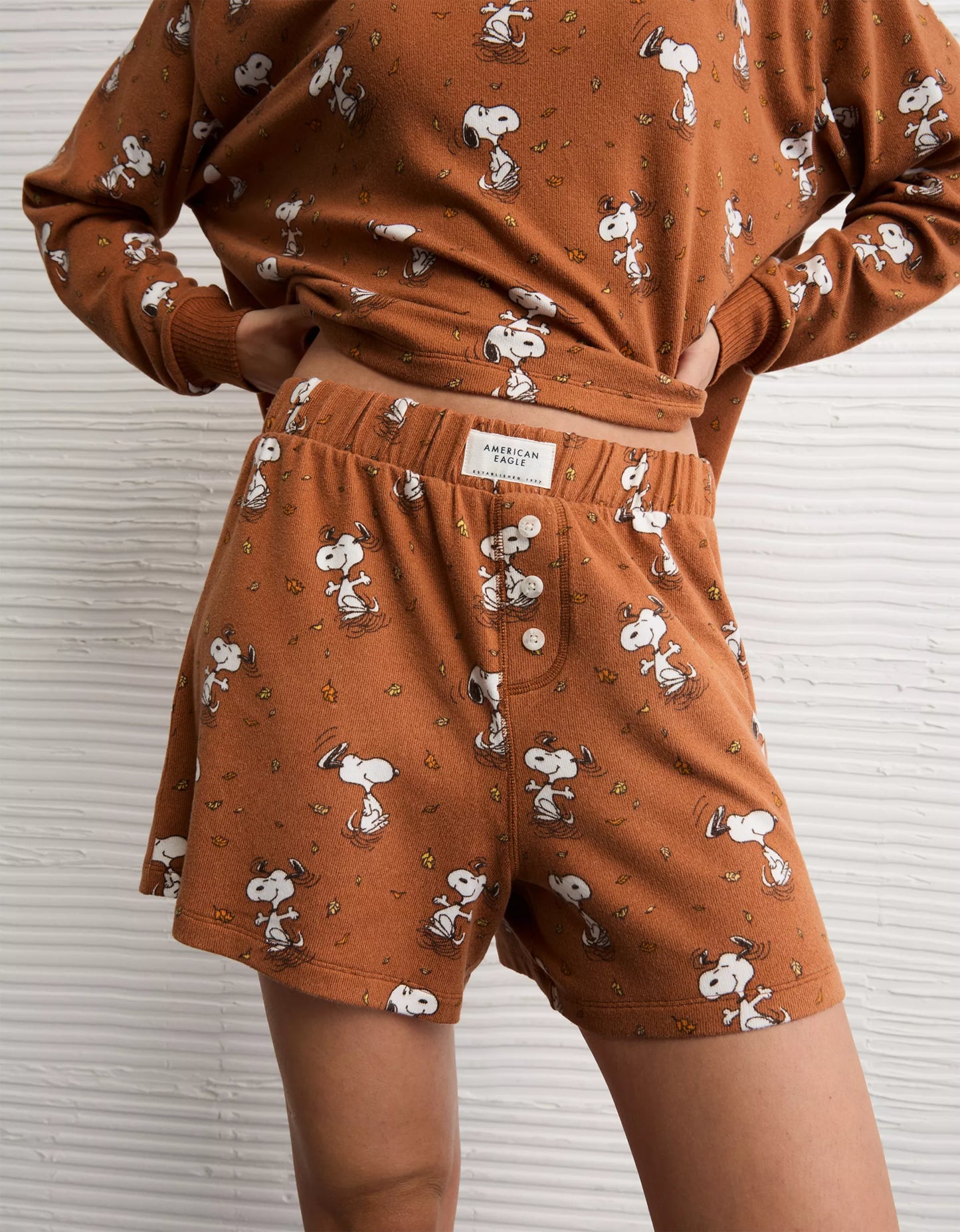 AE Luxe Plush Snoopy Halloween PJ Set - Amber Brown