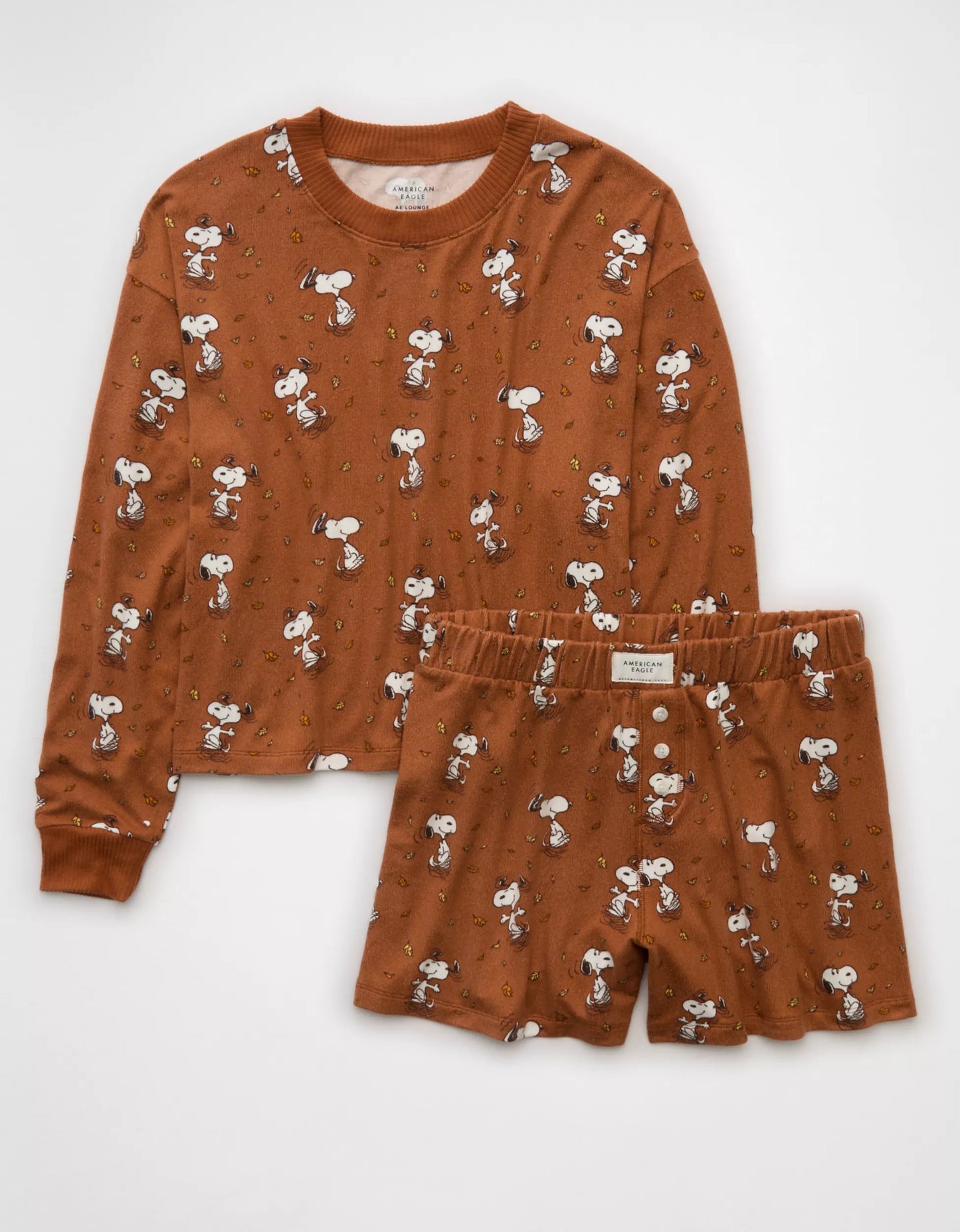 AE Luxe Plush Snoopy Halloween PJ Set - Amber Brown