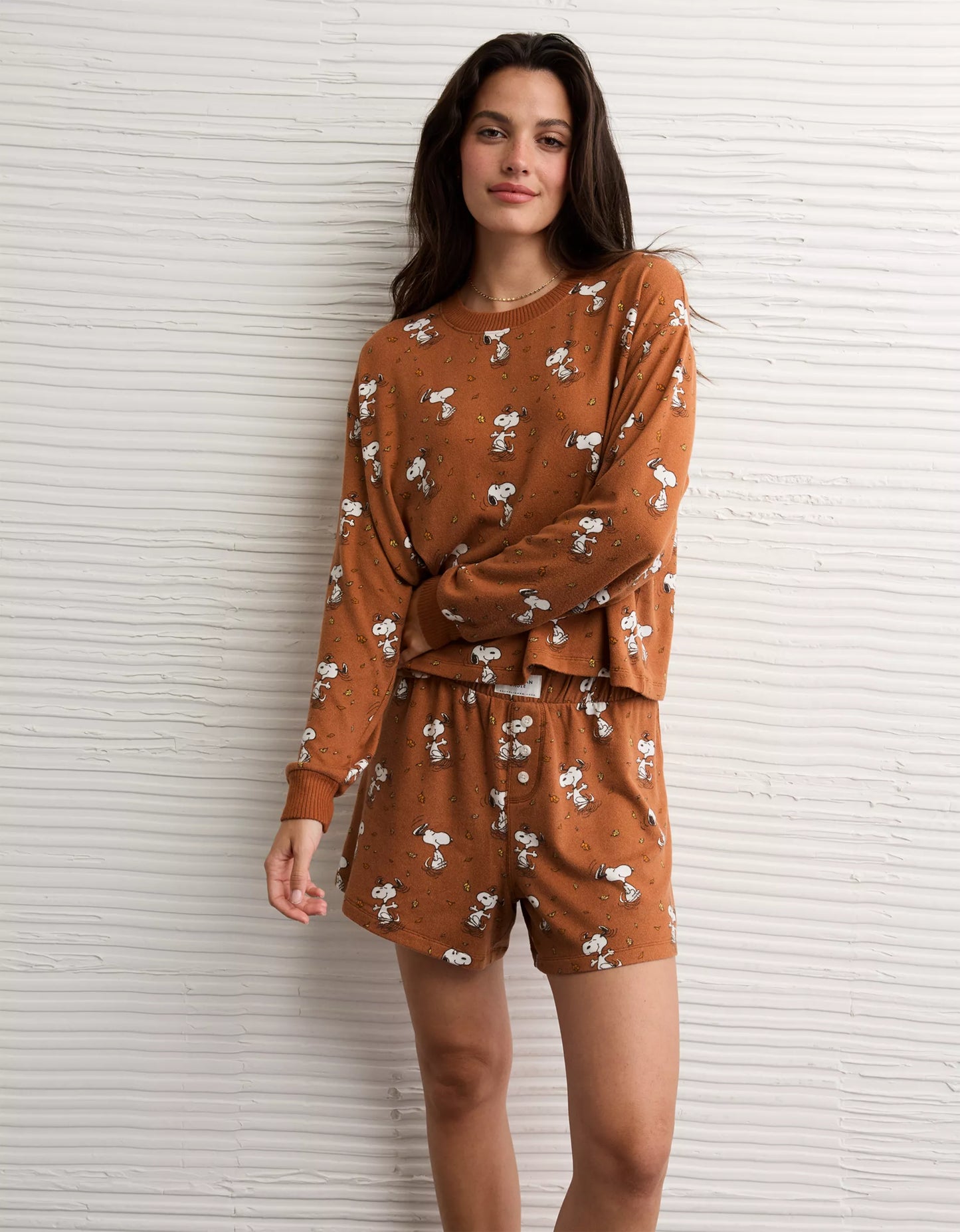 AE Luxe Plush Snoopy Halloween PJ Set - Amber Brown