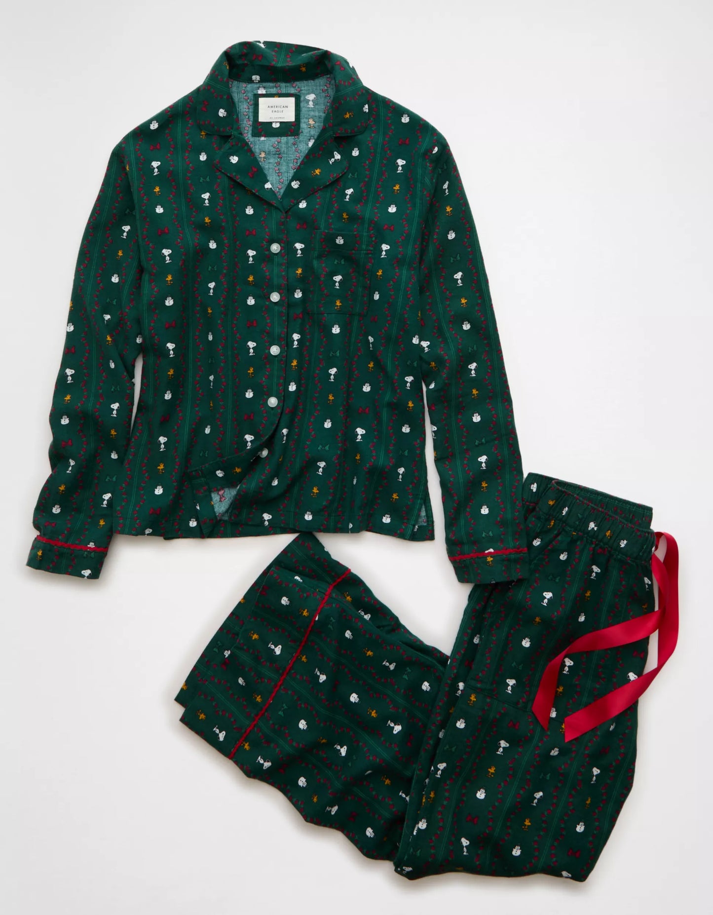 🌲 Snoopy Flannel PJ Set – AE (Deep Forest · Edición Especial)