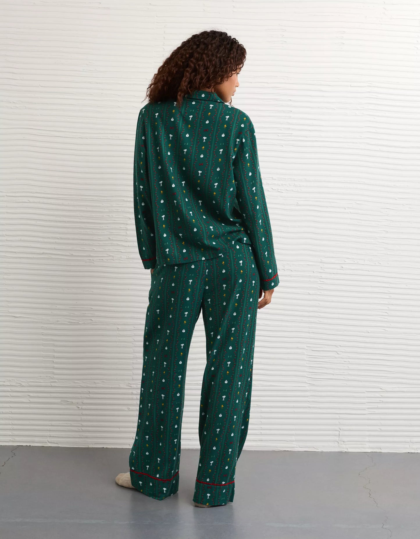 🌲 Snoopy Flannel PJ Set – AE (Deep Forest · Edición Especial)