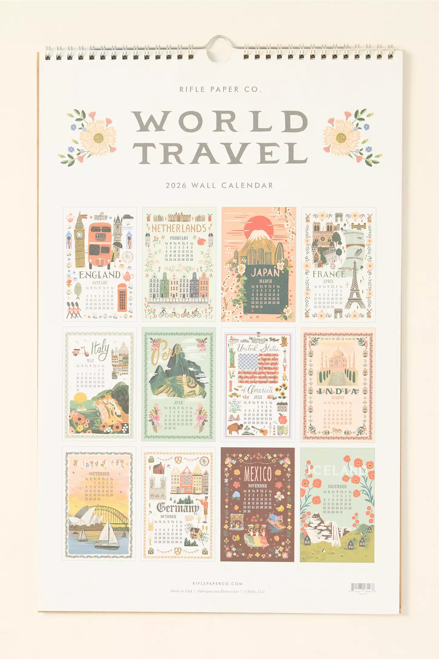 🌍 2026 World Travel Wall Calendar – Rifle Paper Co.