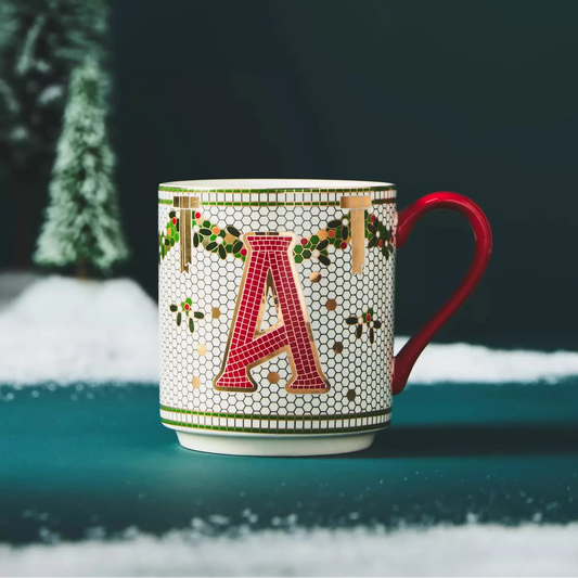 🎄 Bistro Tile Monogram Mug – Anthropologie (Festive Edition)