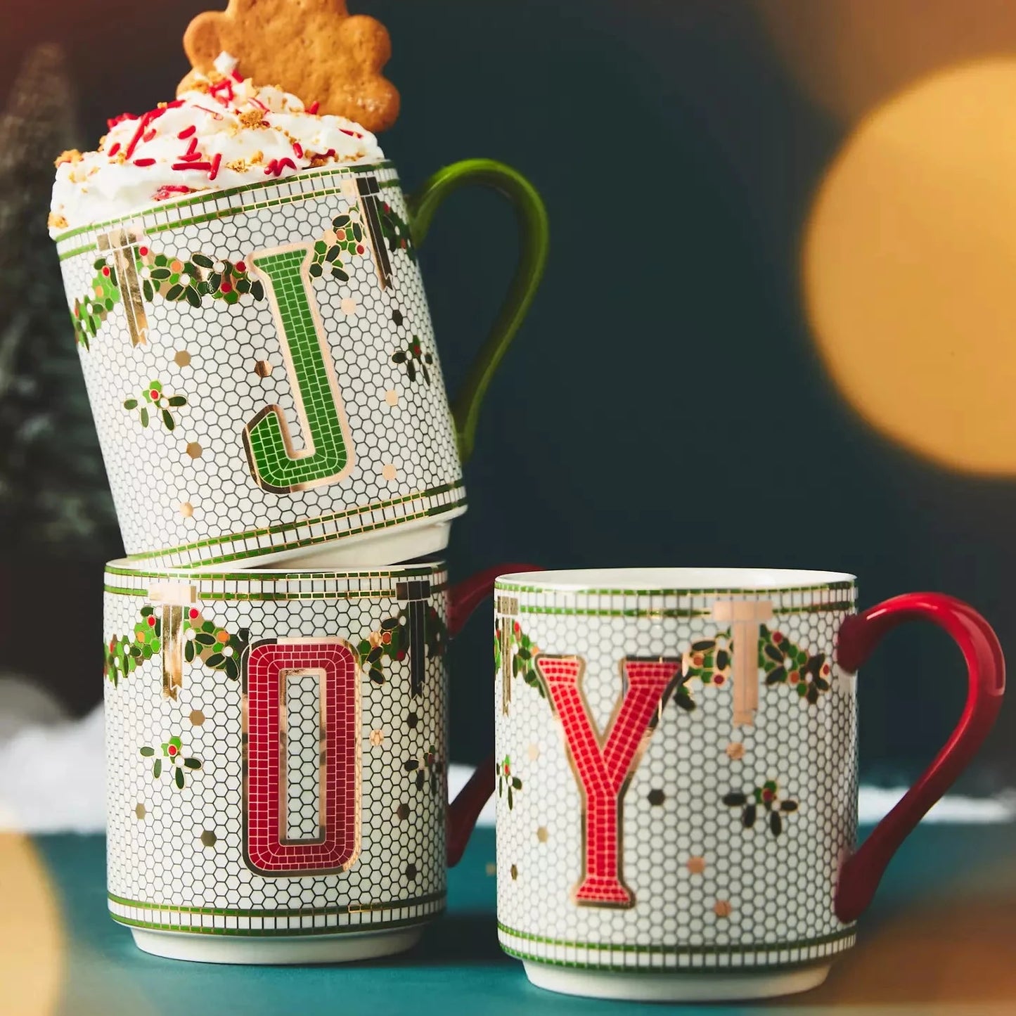 🎄 Bistro Tile Monogram Mug – Anthropologie (Festive Edition)