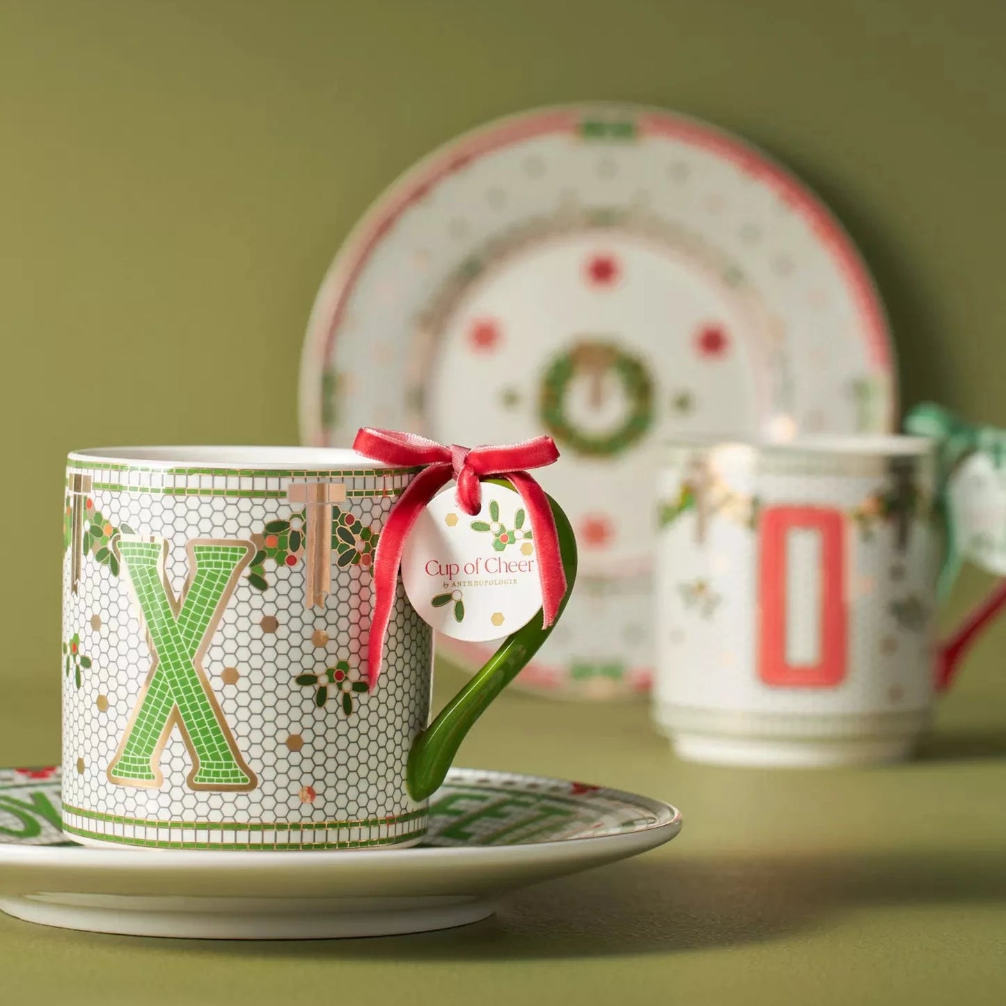 🎄 Bistro Tile Monogram Mug – Anthropologie (Festive Edition)