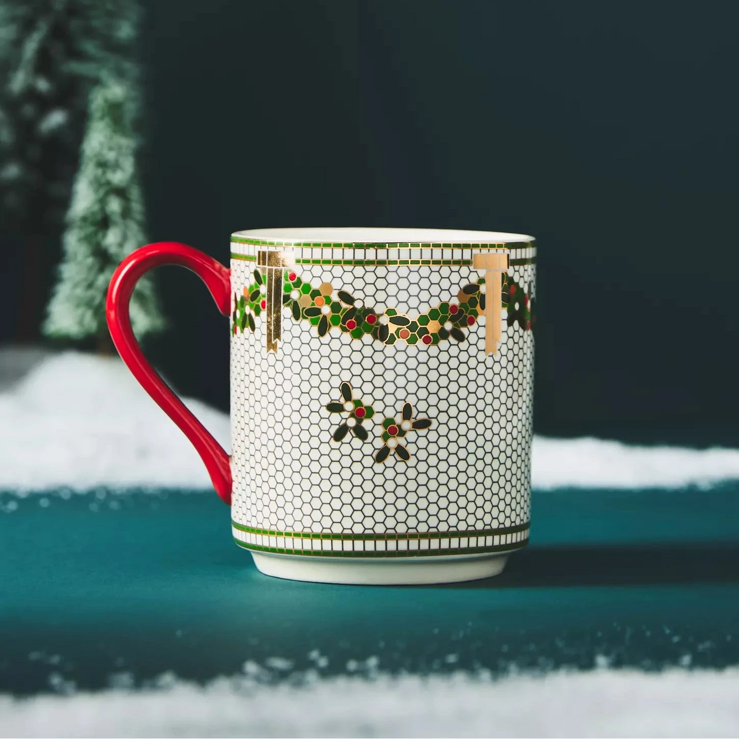 🎄 Bistro Tile Monogram Mug – Anthropologie (Festive Edition)