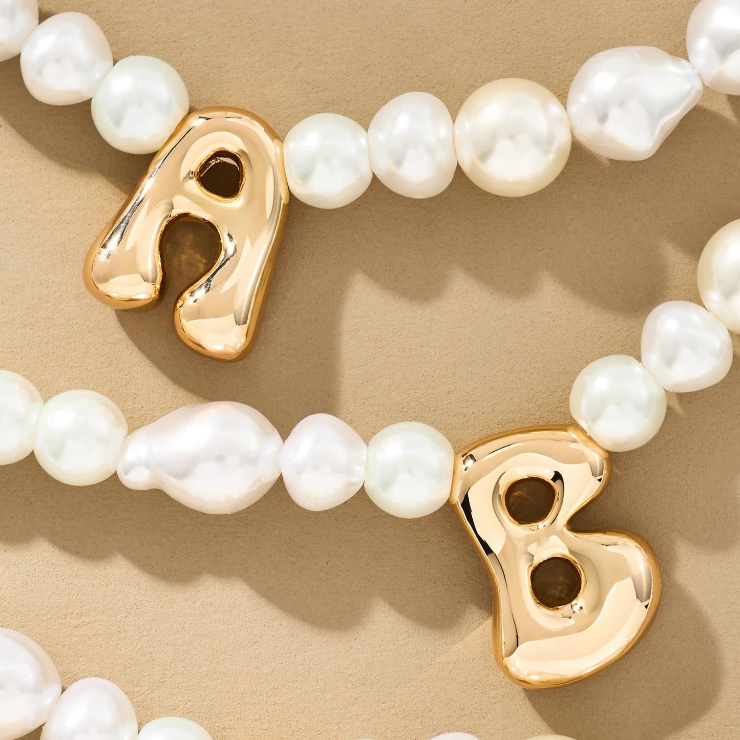 Pearl Bubble Letter Monogram Necklace