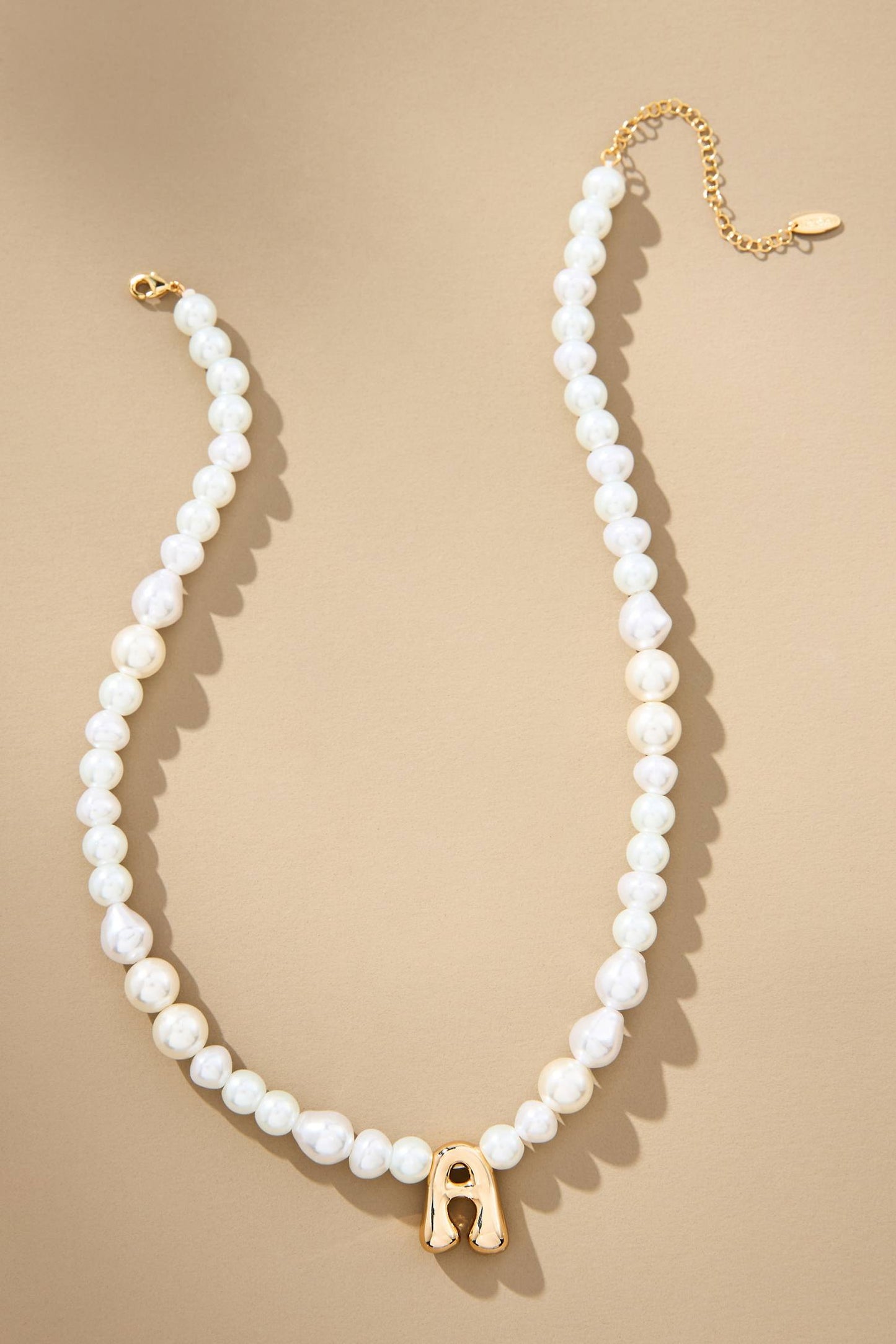 Pearl Bubble Letter Monogram Necklace