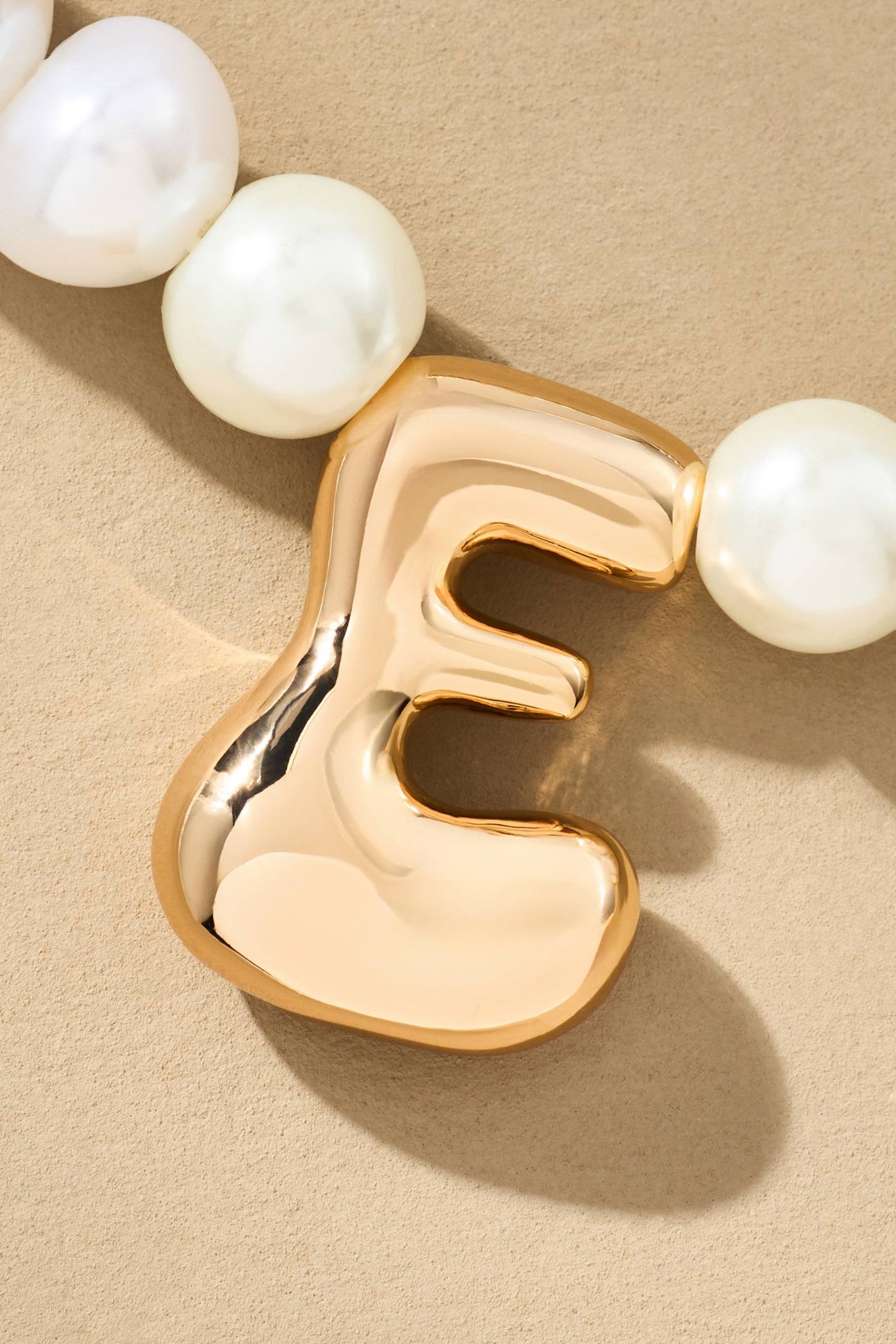 Pearl Bubble Letter Monogram Necklace