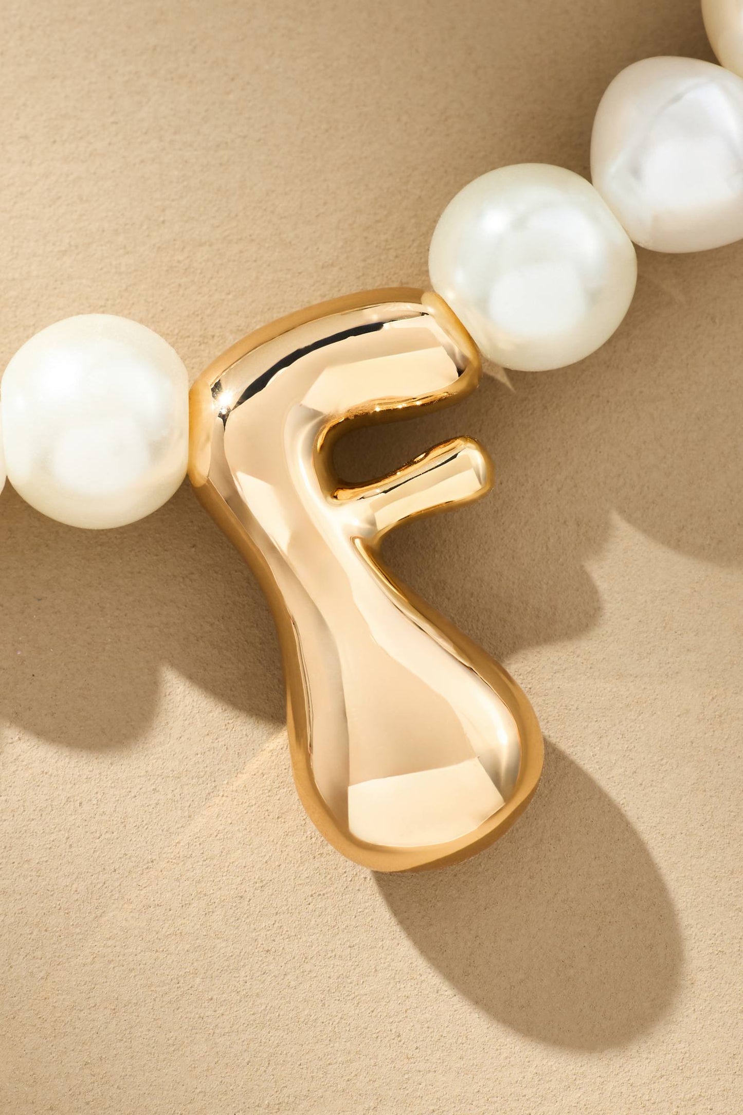 Pearl Bubble Letter Monogram Necklace