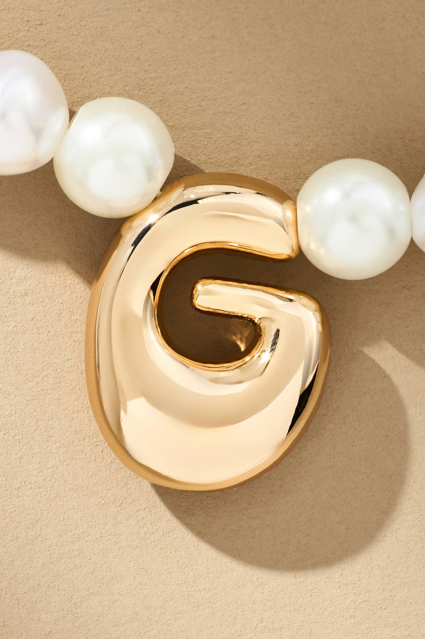 Pearl Bubble Letter Monogram Necklace