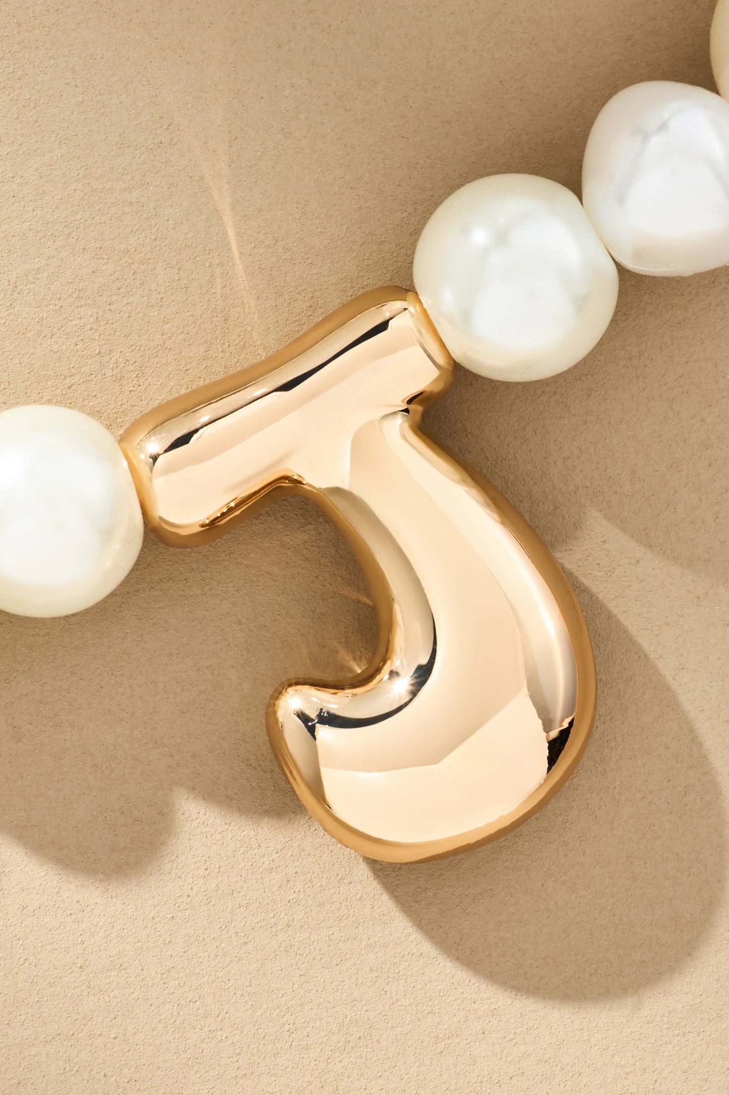 Pearl Bubble Letter Monogram Necklace