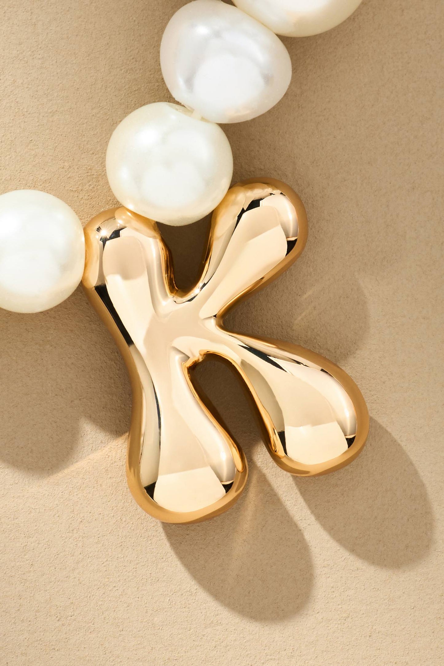 Pearl Bubble Letter Monogram Necklace