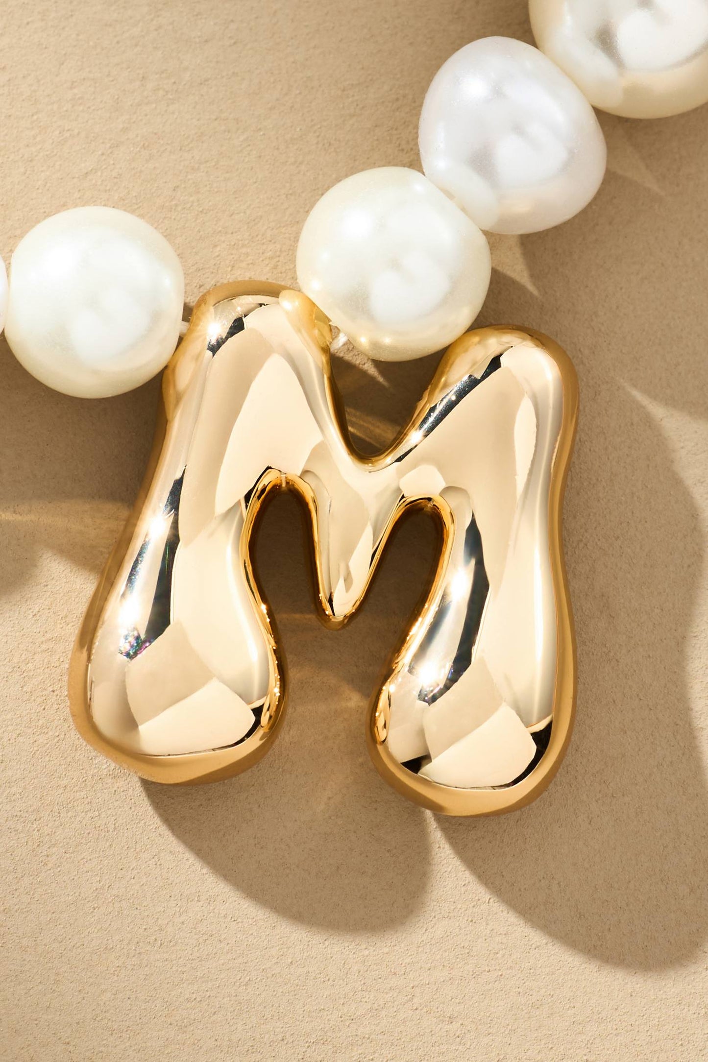 Pearl Bubble Letter Monogram Necklace