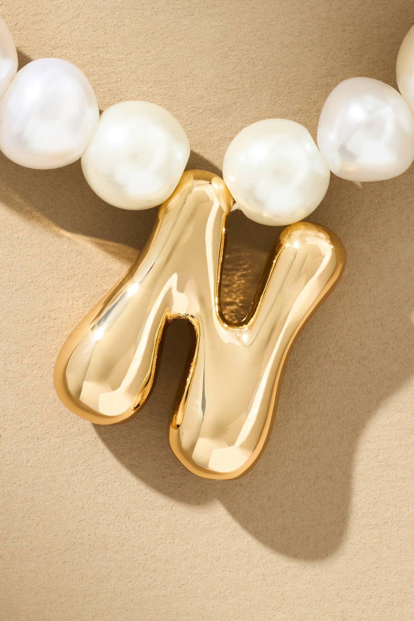 Pearl Bubble Letter Monogram Necklace