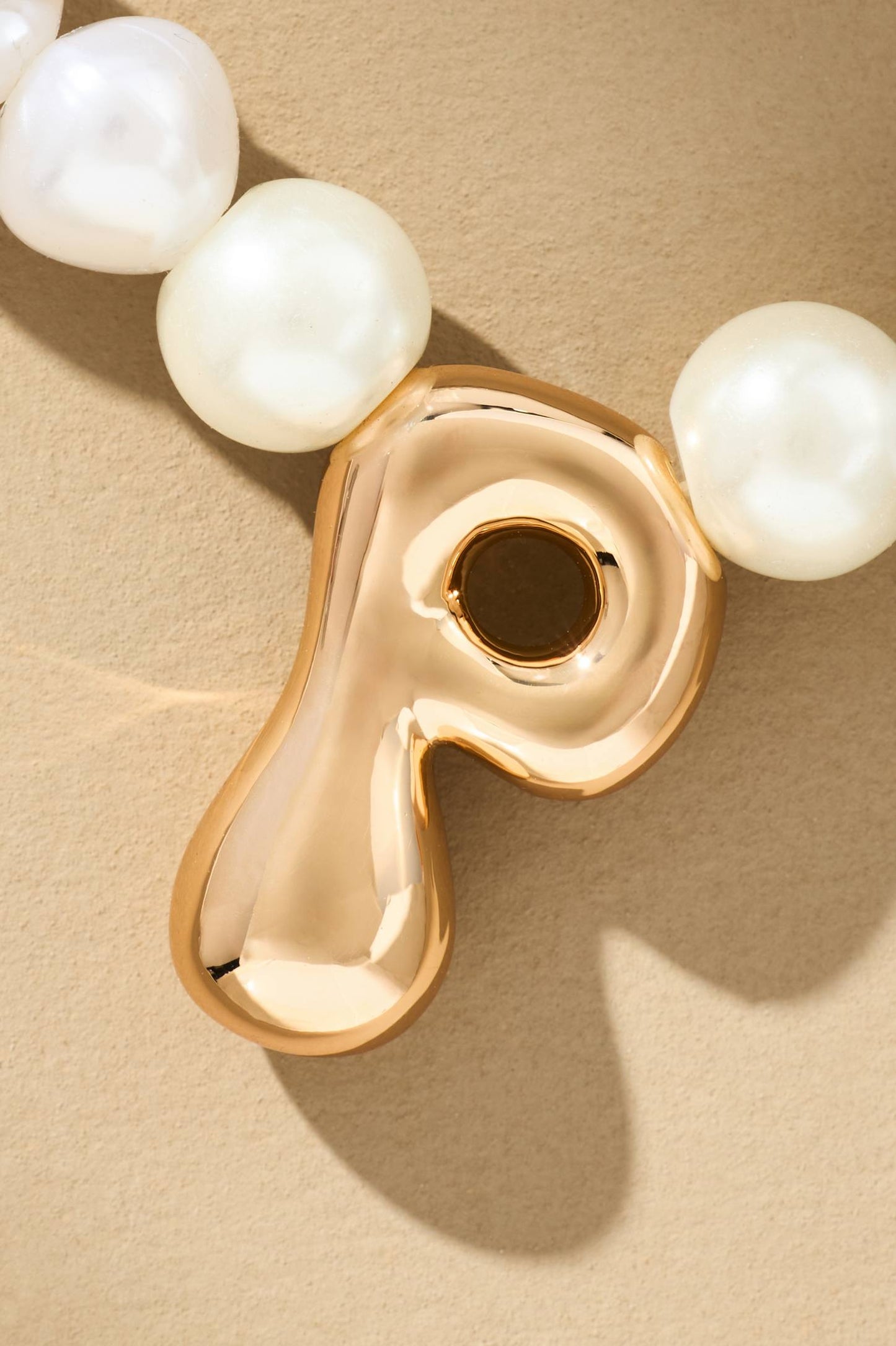 Pearl Bubble Letter Monogram Necklace