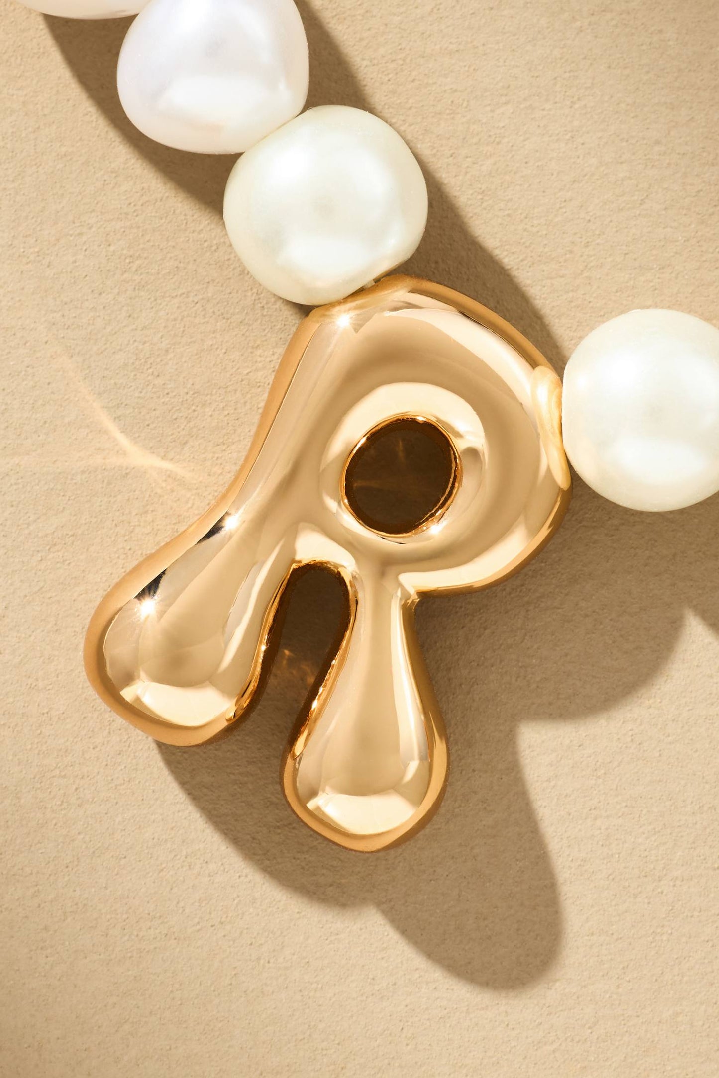 Pearl Bubble Letter Monogram Necklace
