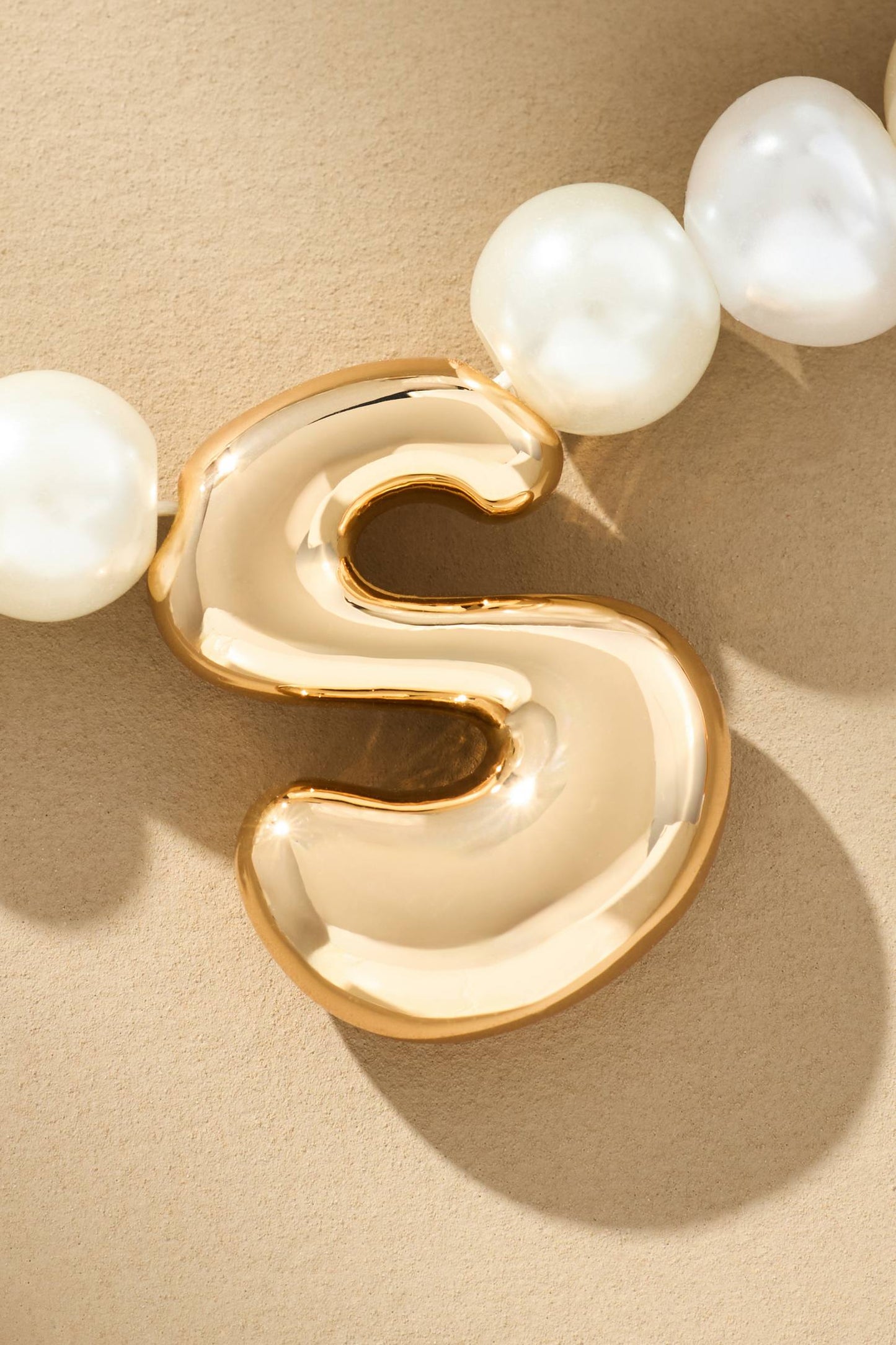 Pearl Bubble Letter Monogram Necklace