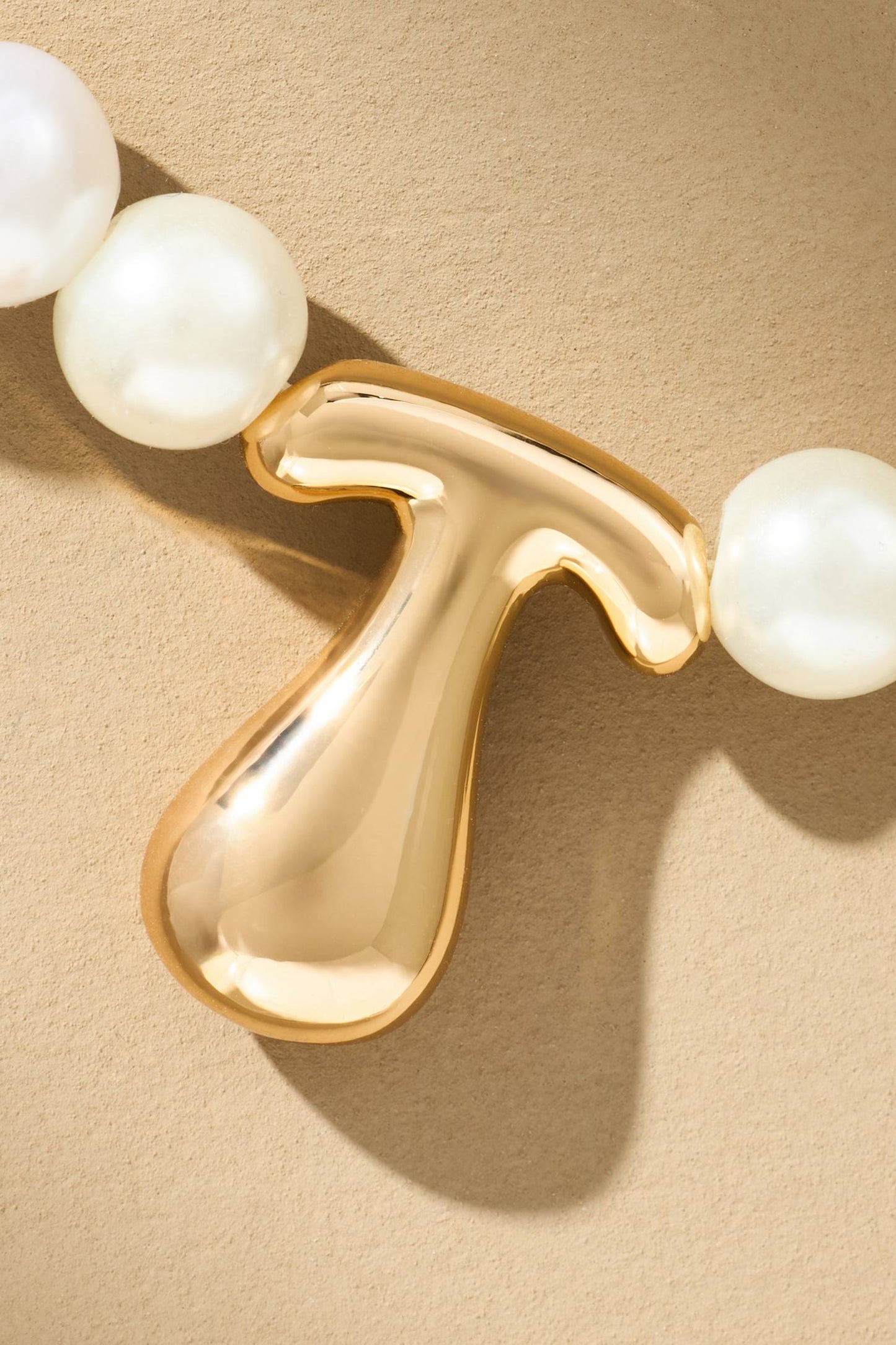 Pearl Bubble Letter Monogram Necklace