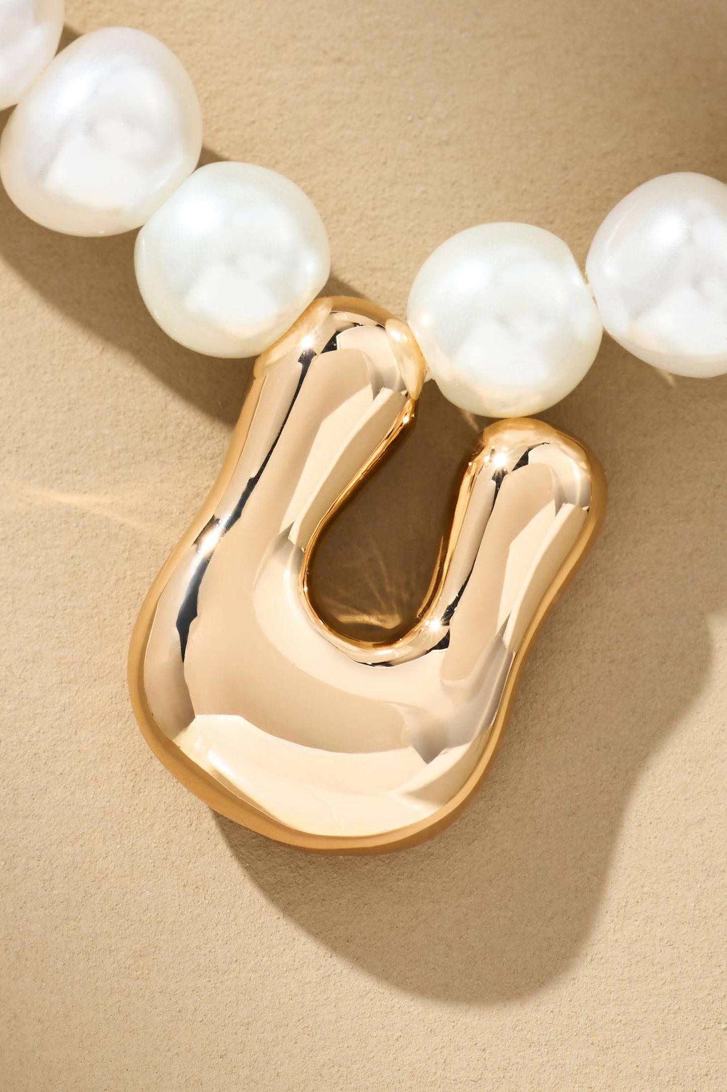 Pearl Bubble Letter Monogram Necklace