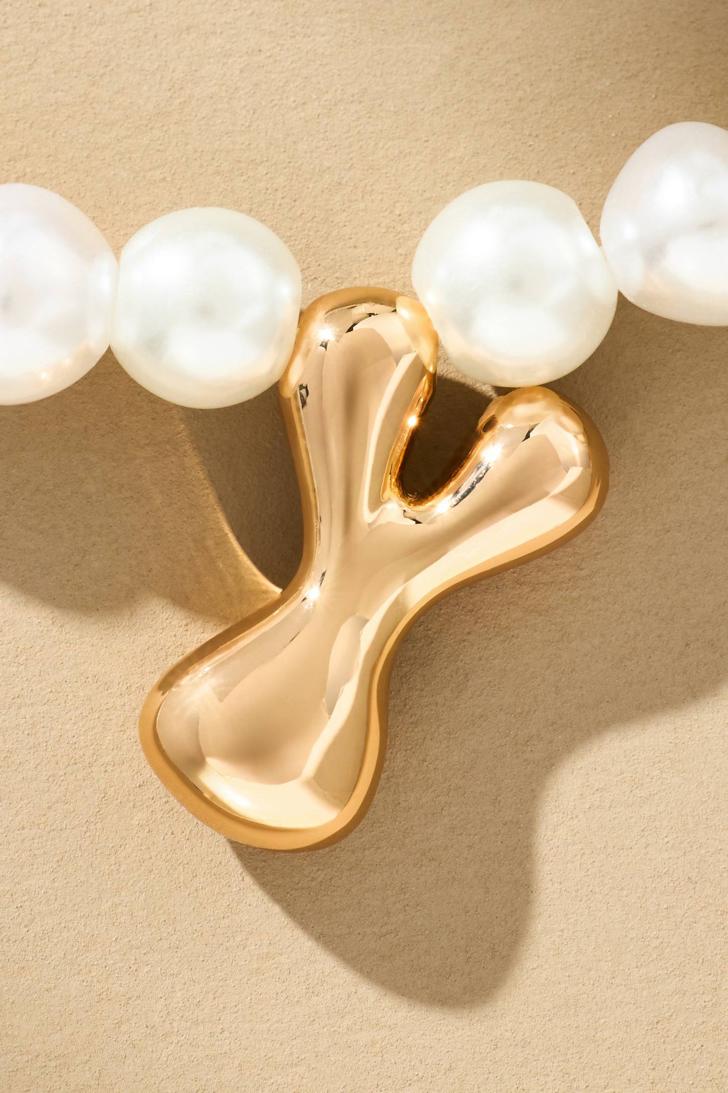 Pearl Bubble Letter Monogram Necklace