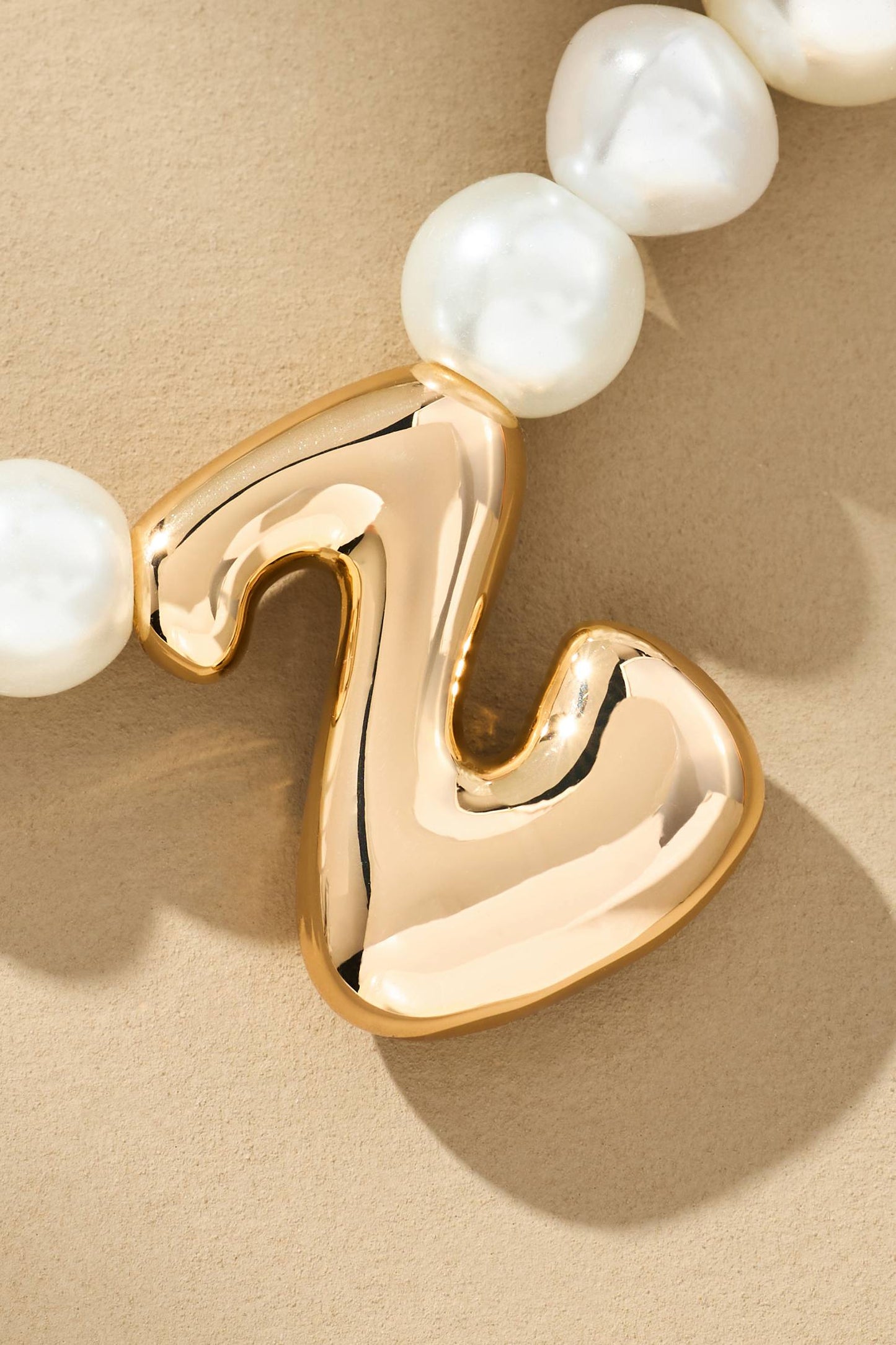 Pearl Bubble Letter Monogram Necklace