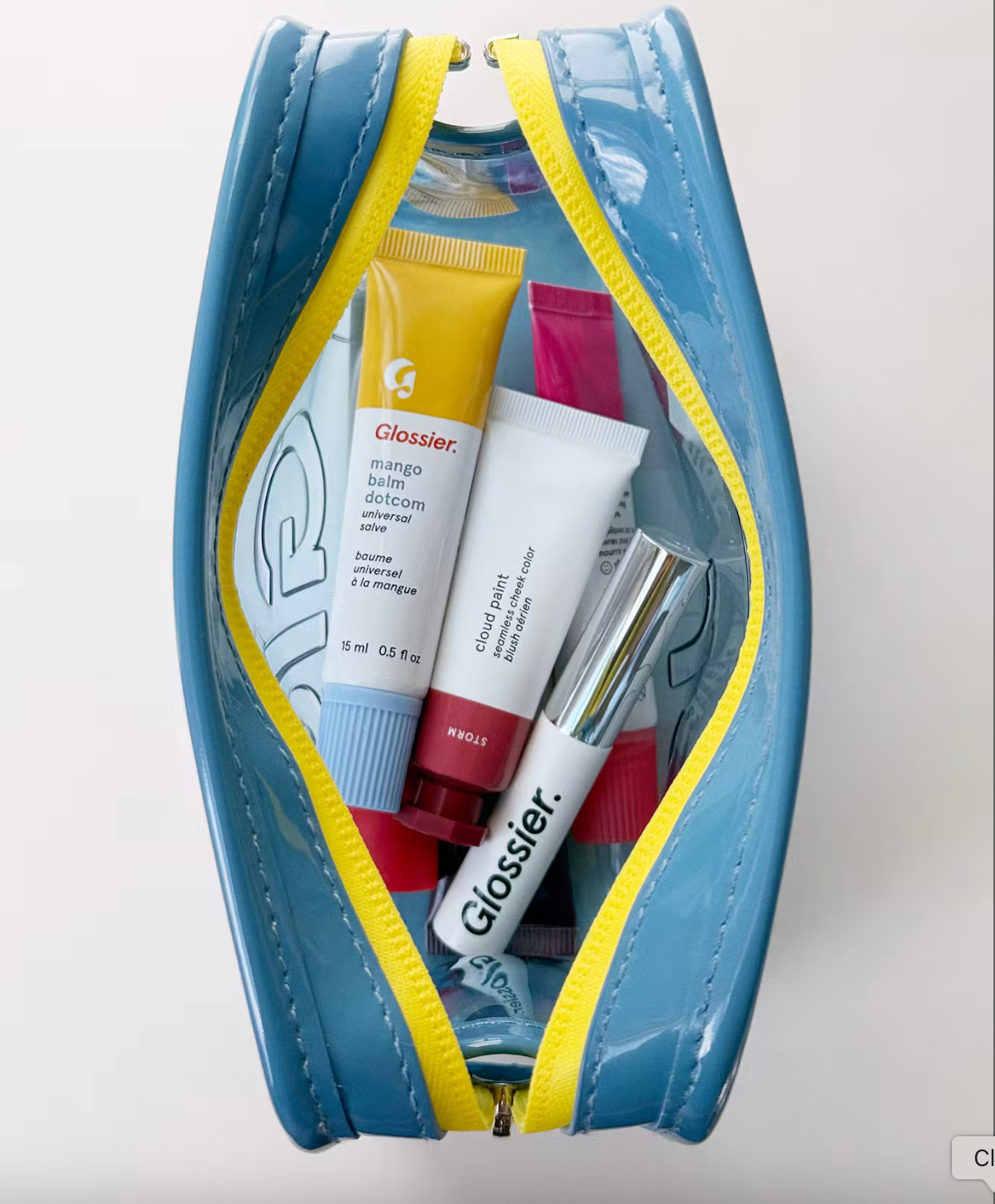 Mini Clear Beauty Bag – Cosmetiquera Transparente de Glossier ✨