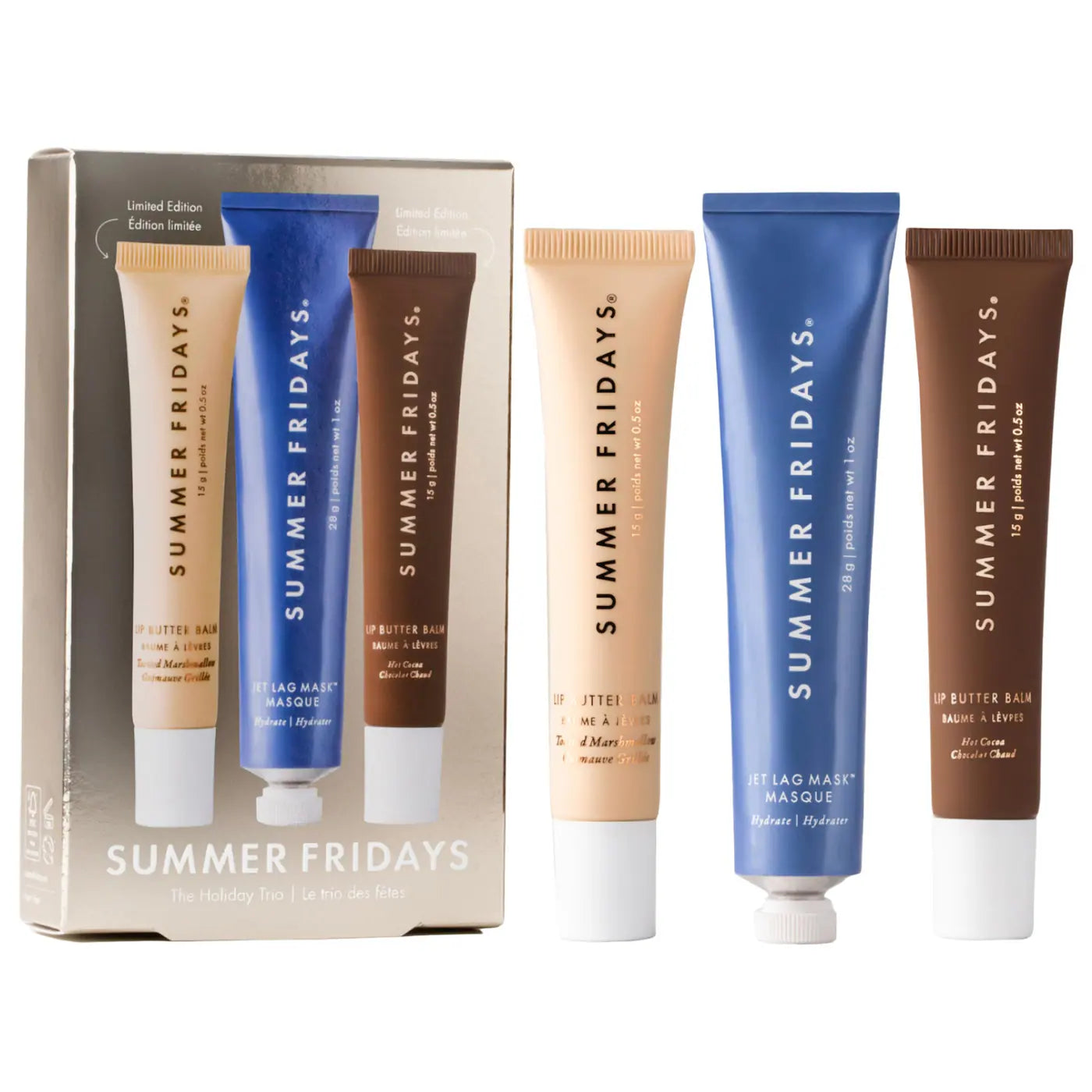 🎄 Holiday Trio Lip Butter Balm – Summer Fridays (Hot Cocoa + Toasted Marshmallow)