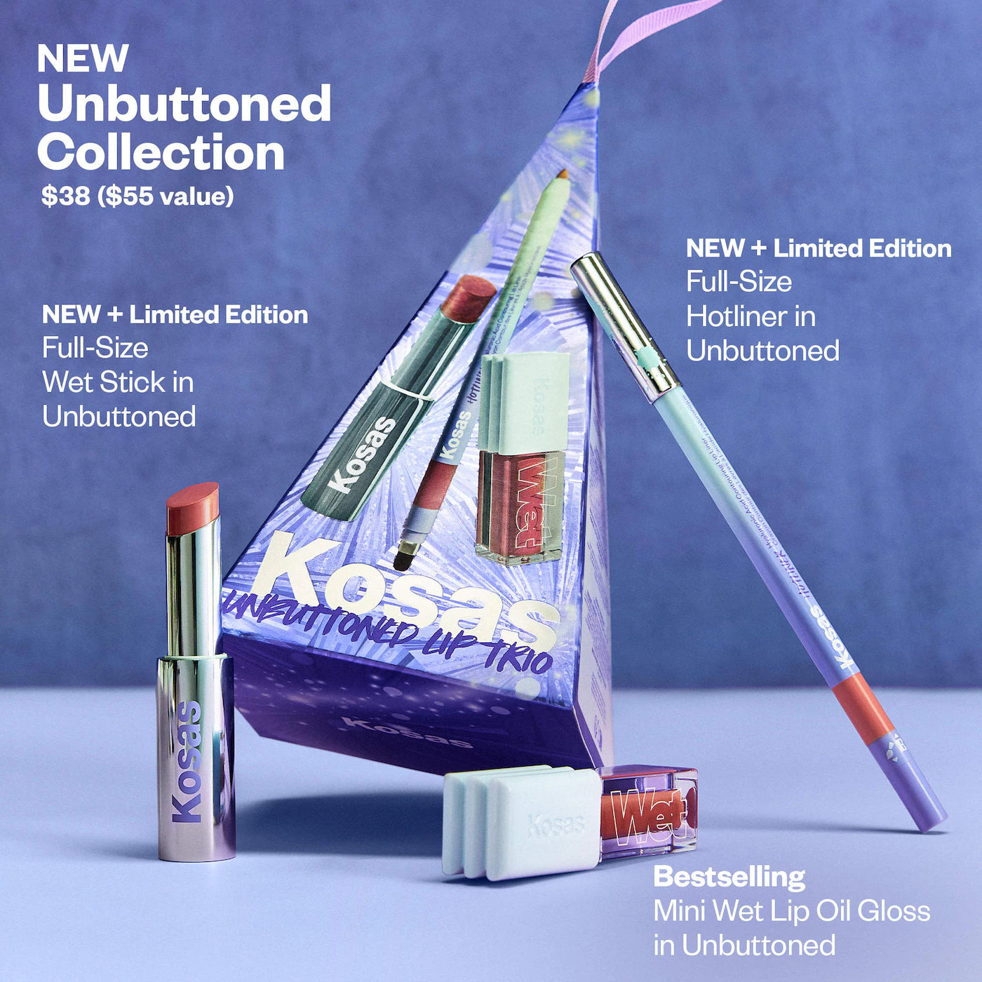💄 Unbuttoned Lip Liner, Lipstick & Gloss – Kosas (Gift Set)