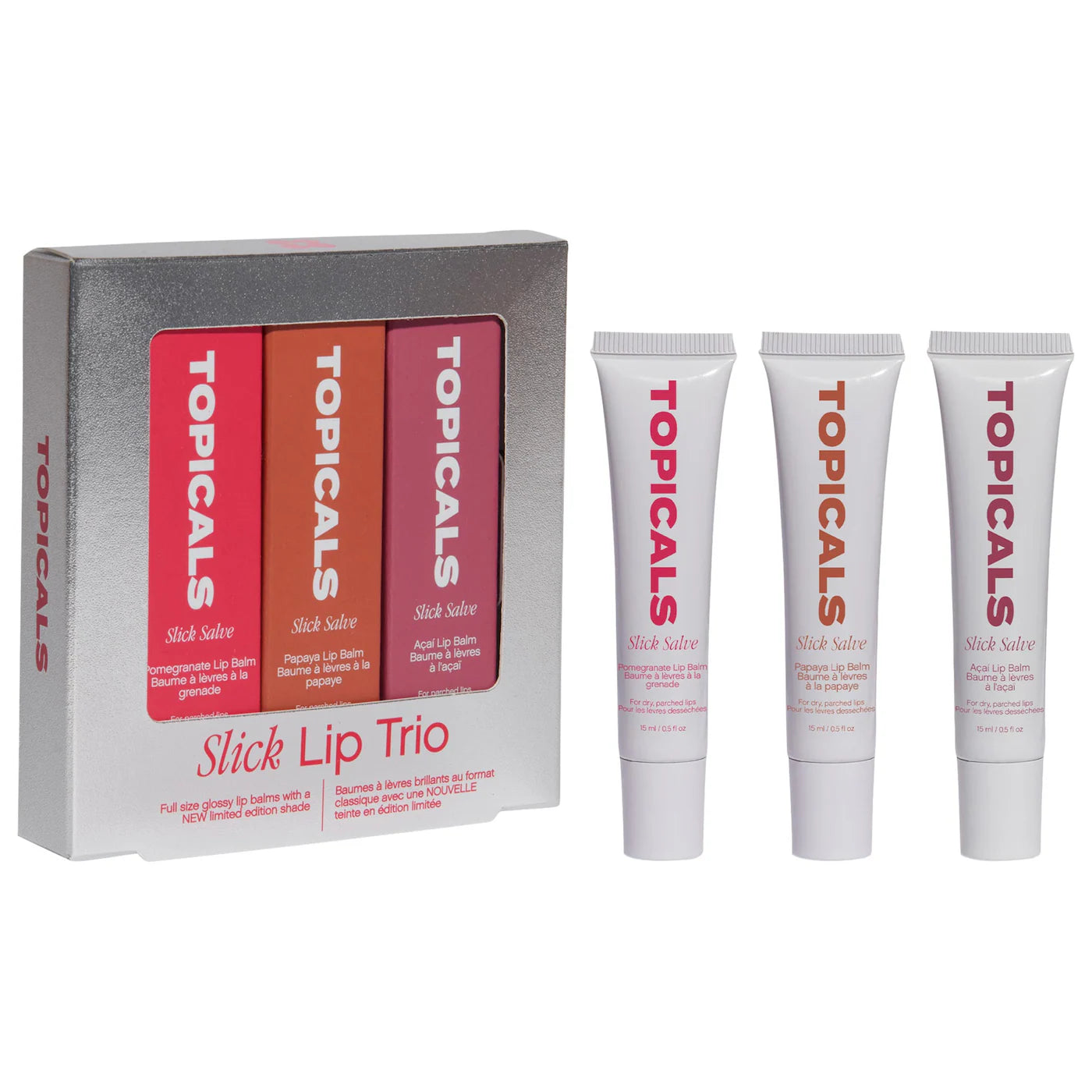 💖 Slick Salve Glossy Lip Balm Trio – Tropicals (Edición Limitada)