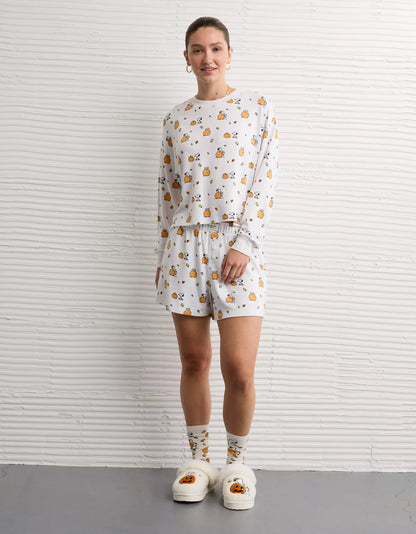 AE Luxe Plush Snoopy Halloween PJ Set - Cream