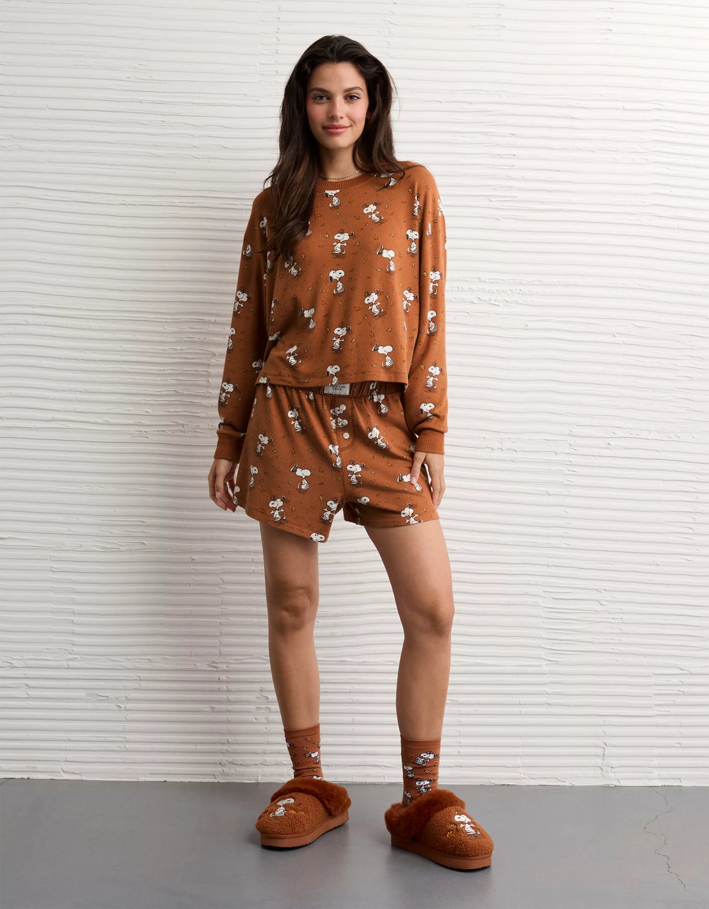 AE Luxe Plush Snoopy Halloween PJ Set - Amber Brown