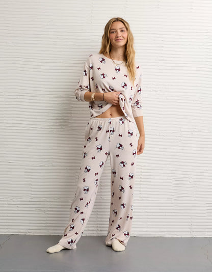 🤍 Snoopy Long-Sleeve & Pant PJ Set – AE Luxe Plush (Oatmeal Heather)