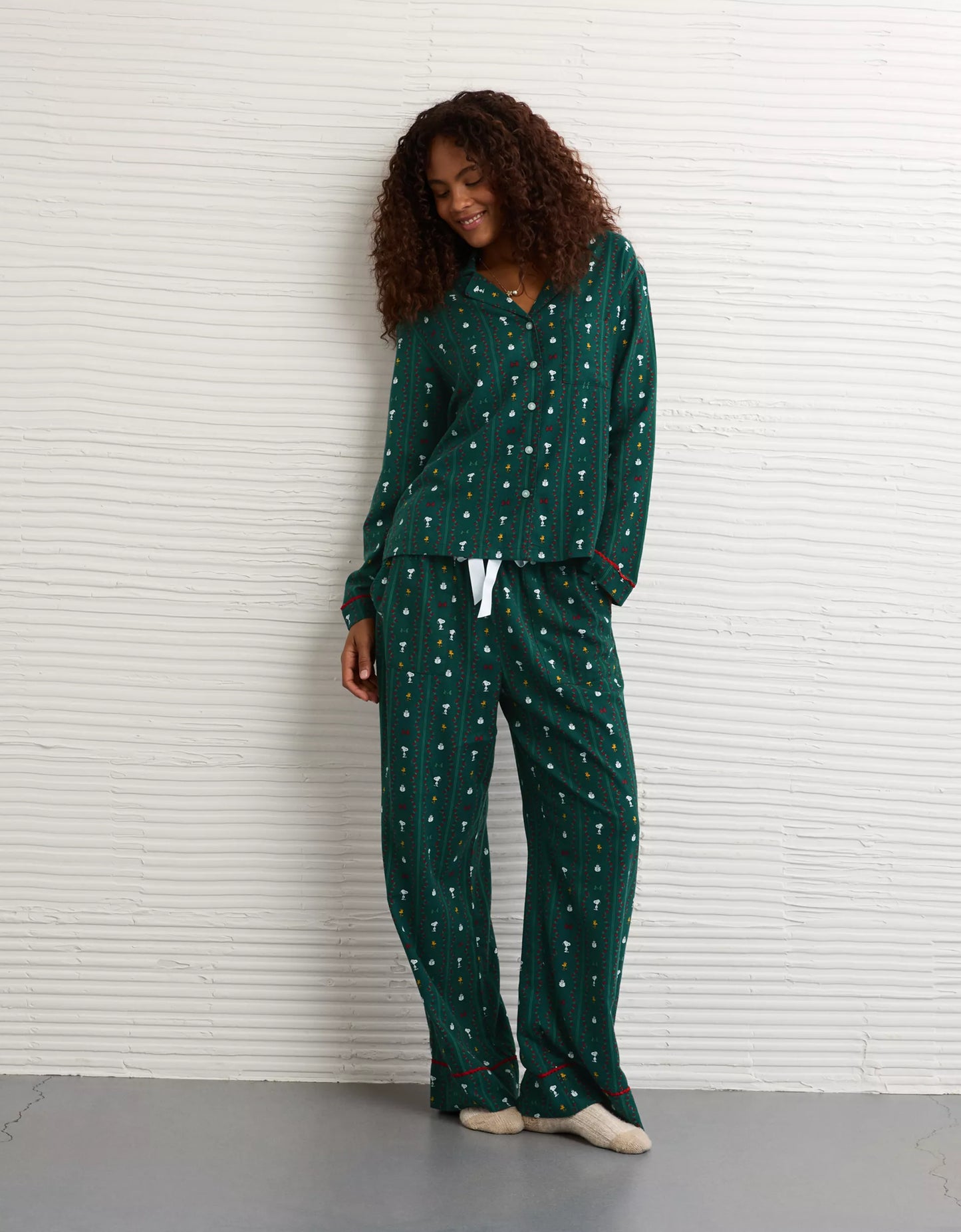 🌲 Snoopy Flannel PJ Set – AE (Deep Forest · Edición Especial)
