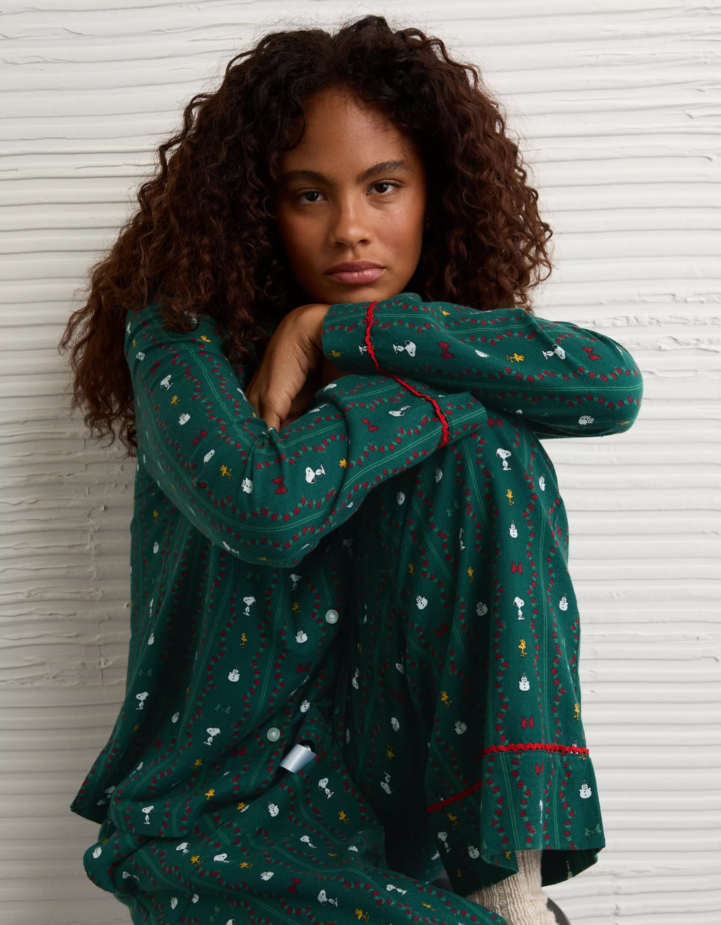 🌲 Snoopy Flannel PJ Set – AE (Deep Forest · Edición Especial)