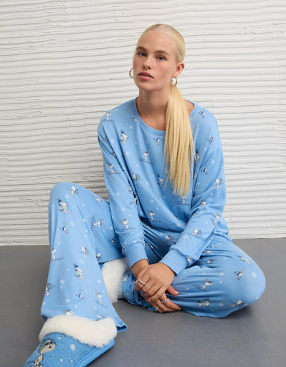 💙 Snoopy Long-Sleeve & Pant PJ Set – AE Luxe Plush (Gravity Blue)