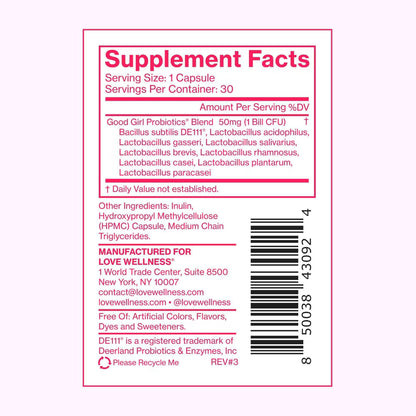 💖 Good Girl Probiotics – Love Wellness (30 cápsulas)