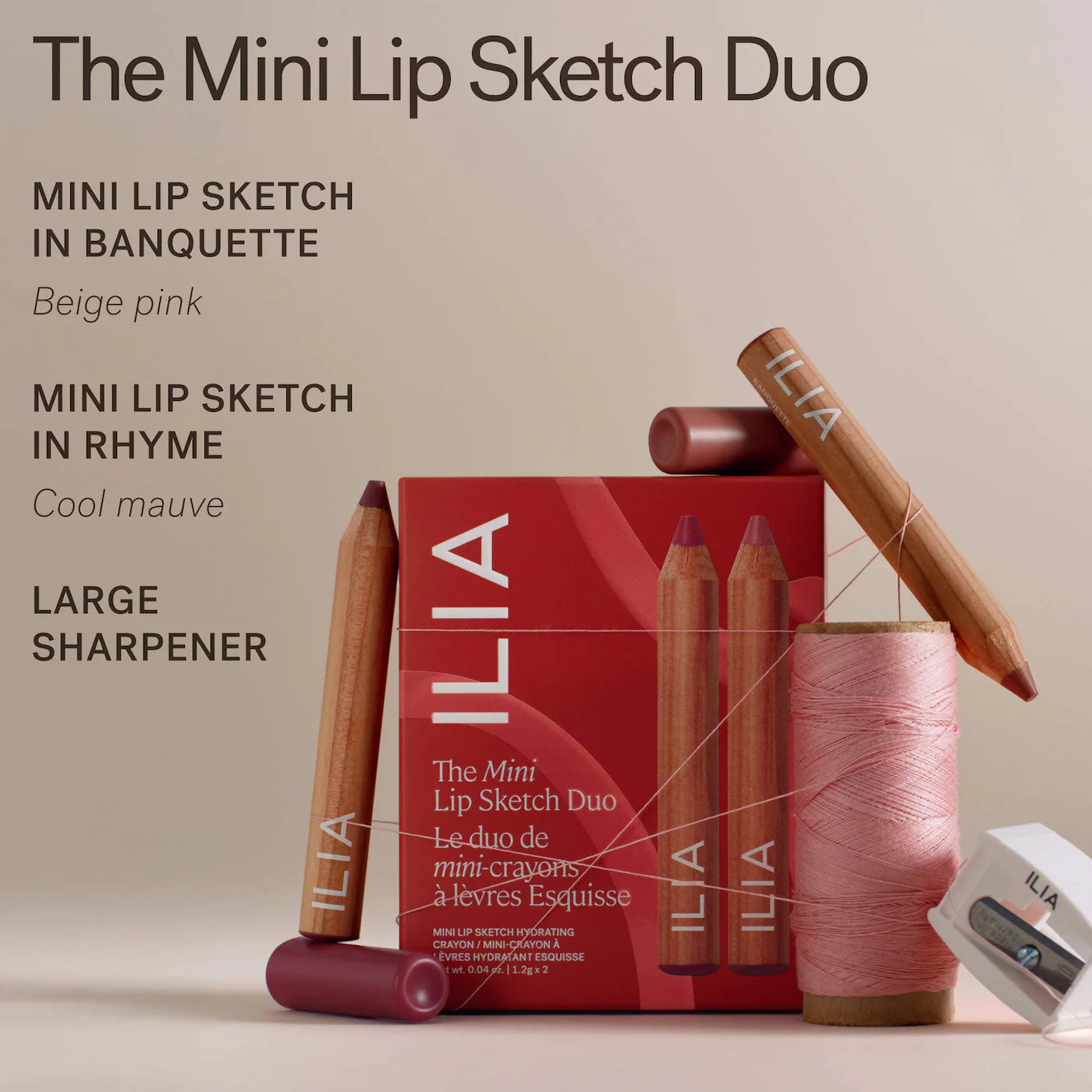✏️ Mini Lip Sketch Duo – ILIA (Lipstick + Liner)