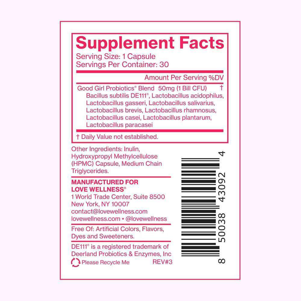 ???? Good Girl Probiotics – Love Wellness (30 cápsulas)