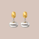 Aretes bicolor dorados y plateados Beans Drop con diseño de formas orgánicas
