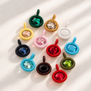 Dijes Birthday Stones de acero inoxidable con circonitas en 12 colores por mes de nacimiento