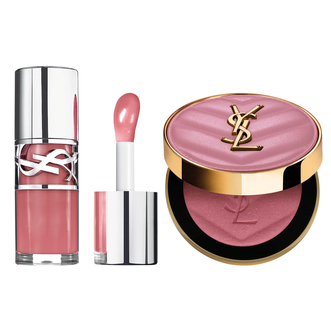 YSL Iconic Pink Lip Gloss y Blush Gift Set 44 Nude Lavallière